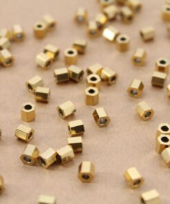 8 pc. Hexagonal Spacer Beads, Gold Plated Stainless Steel, 4.5mm x 4mm | MIS-272