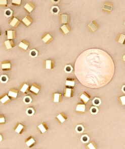 8 pc. Hexagonal Spacer Beads, Gold Plated Stainless Steel, 4.5mm x 4mm | MIS-272