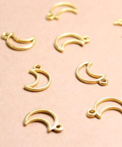 10 pc. Gold Plated Moon Charms, Open-Backed Bezel Charms, 15mm x 10mm | TMP-015