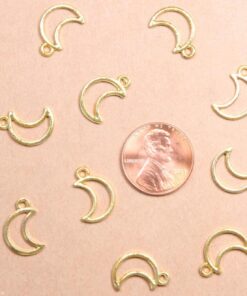 10 pc. Gold Plated Moon Charms, Open-Backed Bezel Charms, 15mm x 10mm | TMP-015