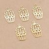 2 pc. Gold Plated Potted Cactus Charms, Stainless Steel, 30mm x 17.5mm | MIS-281*