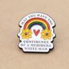 1 pc. Feminist Rainbow Pin, Enameled Colorful Brooch, 30mm x 27mm | MIS-294*