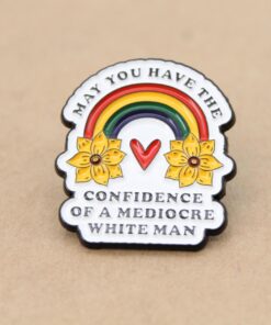 1 pc. Feminist Rainbow Pin, Enameled Colorful Brooch, 30mm x 27mm | MIS-294*