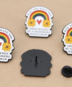 1 pc. Feminist Rainbow Pin, Enameled Colorful Brooch, 30mm x 27mm | MIS-294*