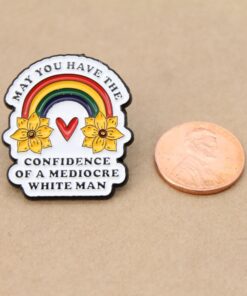 1 pc. Feminist Rainbow Pin, Enameled Colorful Brooch, 30mm x 27mm | MIS-294*