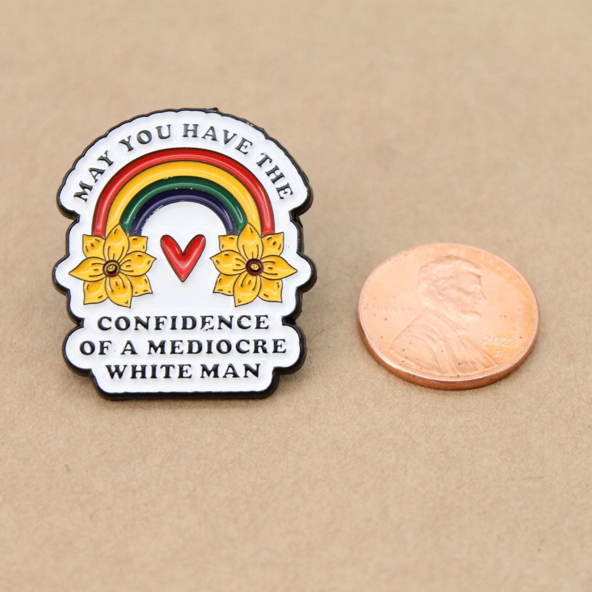 1 pc. Feminist Rainbow Pin, Enameled Colorful Brooch, 30mm x 27mm | MIS-294*