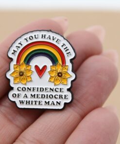1 pc. Feminist Rainbow Pin, Enameled Colorful Brooch, 30mm x 27mm | MIS-294*