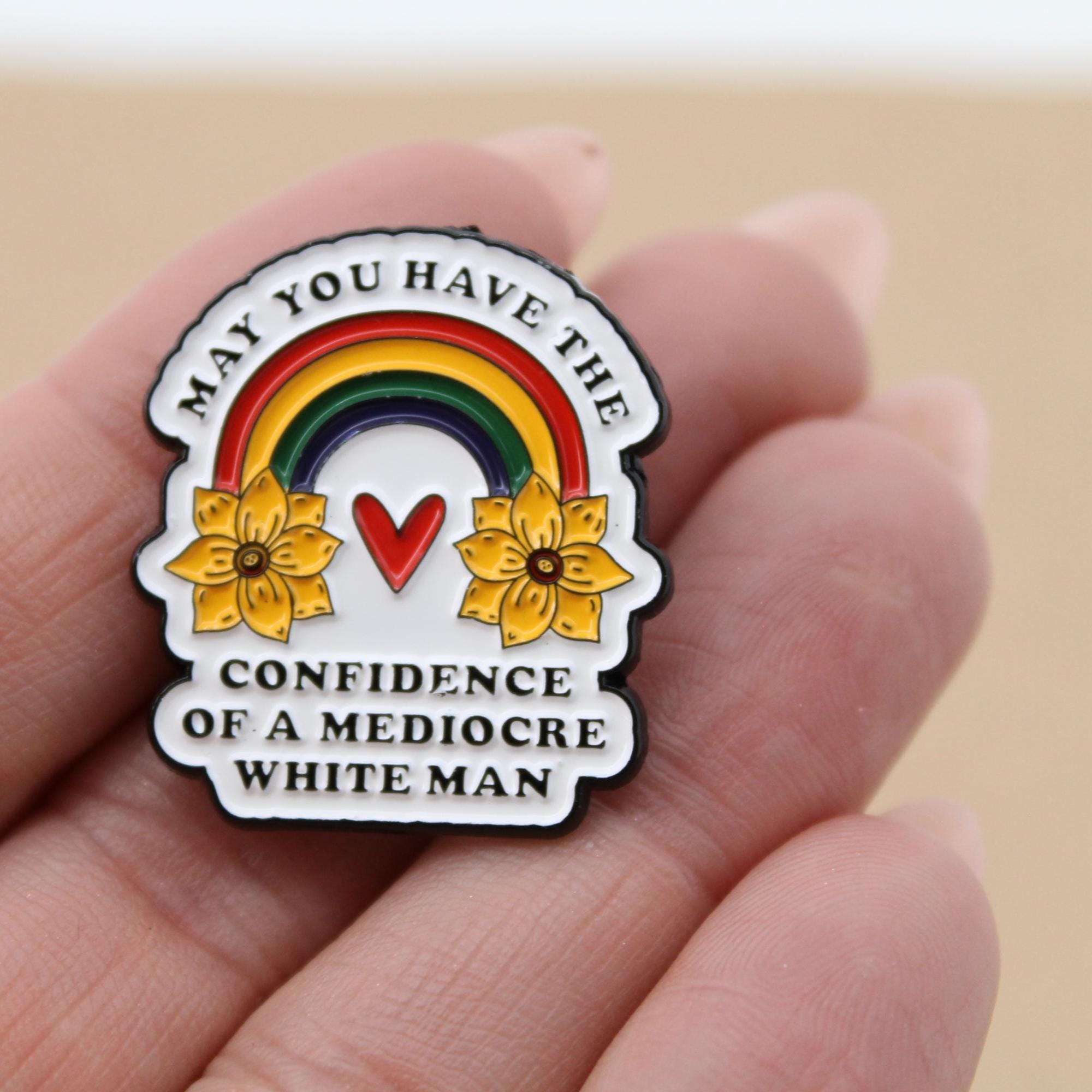 1 pc. Feminist Rainbow Pin, Enameled Colorful Brooch, 30mm x 27mm | MIS-294*