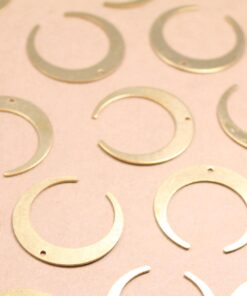 6 pc. Raw Brass Crescent Moon Charms, 27mm x 26mm | MIS-309*