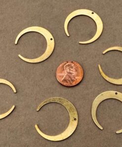 6 pc. Raw Brass Crescent Moon Charms, 27mm x 26mm | MIS-309*