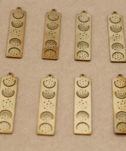 1 pc. Raw Brass Celestial Moon Phases Bar Charm, 38mm x 8.5mm | MIS-310*
