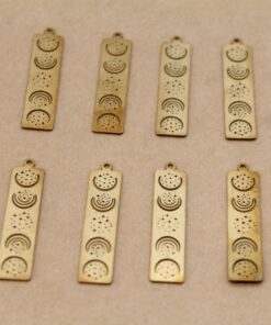 1 pc. Raw Brass Celestial Moon Phases Bar Charm, 38mm x 8.5mm | MIS-310*