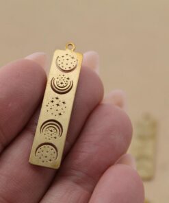 1 pc. Raw Brass Celestial Moon Phases Bar Charm, 38mm x 8.5mm | MIS-310*
