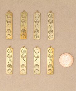 1 pc. Raw Brass Celestial Moon Phases Bar Charm, 38mm x 8.5mm | MIS-310*