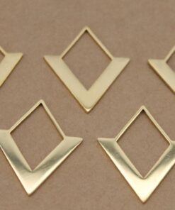 2 pc. Laser Cut Rhombus Charms, Gold Plated Stainless Steel, 35mm x 27.5mm | MIS-318*