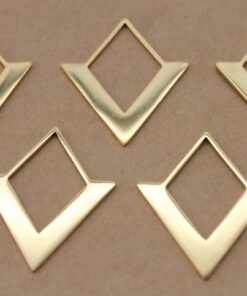 2 pc. Laser Cut Rhombus Charms, Gold Plated Stainless Steel, 35mm x 27.5mm | MIS-318*