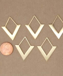 2 pc. Laser Cut Rhombus Charms, Gold Plated Stainless Steel, 35mm x 27.5mm | MIS-318*