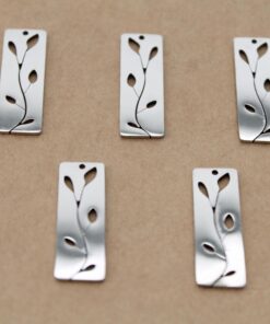 3 pc. Cutout Vine Charm, Laser Cut Stainless Steel, 28mm x 9mm | MIS-334*