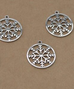3 pc. Snowflake Charms, Laser Cut Stainless Steel, 22mm x 20mm | MIS-335*