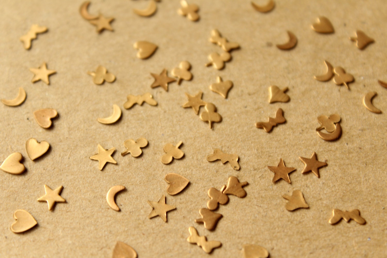 20 pc. Raw Brass Tiny Shape Confetti Mix - made in USA | RB-714