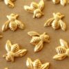 6 pc. Large Gold Plated Brass Bees: 17mm by 15mm - made in USA | GLD-188