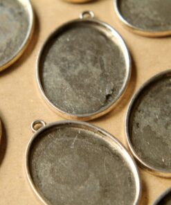 3 pc. Oval Antique Silver Pendant Bezel Setting, 30mm x 40mm diameter | FI-191