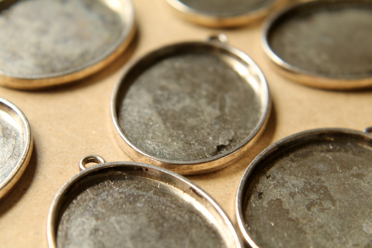 3 pc. Oval Antique Silver Pendant Bezel Setting, 30mm x 40mm diameter | FI-191