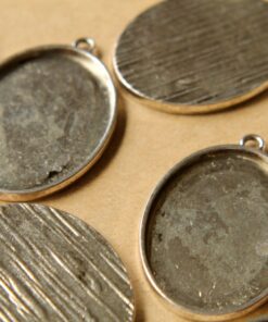 3 pc. Oval Antique Silver Pendant Bezel Setting, 30mm x 40mm diameter | FI-191