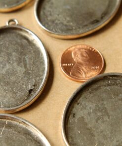 3 pc. Oval Antique Silver Pendant Bezel Setting, 30mm x 40mm diameter | FI-191