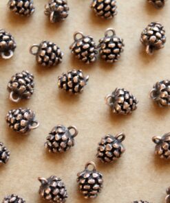 20 pc. Antique Copper Pine Cone Charms, 9mm by 9mm | MIS-189