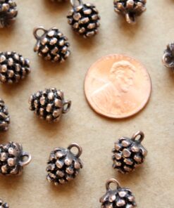 20 pc. Antique Copper Pine Cone Charms, 9mm by 9mm | MIS-189