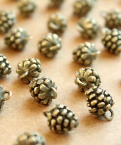 20 pc. Antique Brass / Bronze Pine Cone Charms, 9mm by 9mm | MIS-192