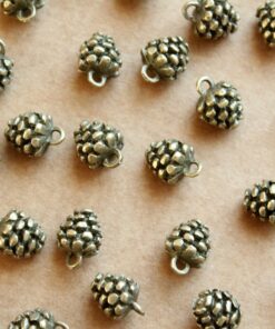 20 pc. Antique Brass / Bronze Pine Cone Charms, 9mm by 9mm | MIS-192