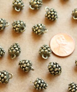 20 pc. Antique Brass / Bronze Pine Cone Charms, 9mm by 9mm | MIS-192