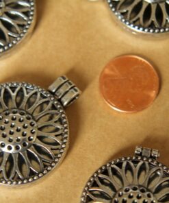 1 pc. Silver Sunflower Locket 44mm x 33mm | LOC-053