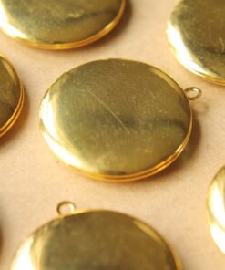 2 pc. Gold Round Lockets 32mm x 36mm | LOC-043