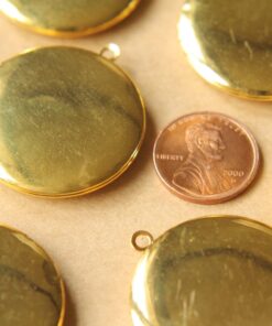 2 pc. Gold Round Lockets 32mm x 36mm | LOC-043