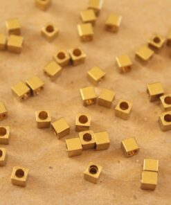 50 pc. Raw Brass Cube Spacer Beads, 3mm by 3mm | FI-459