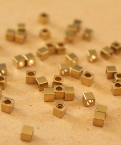 50 pc. Raw Brass Cube Spacer Beads, 3mm by 3mm | FI-459