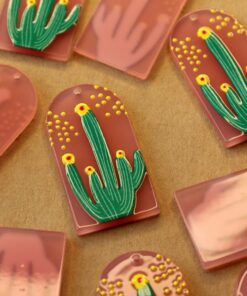 4 pc. Resin Saguaro Cactus Pendants, 39mm by 21mm | MIS-108*