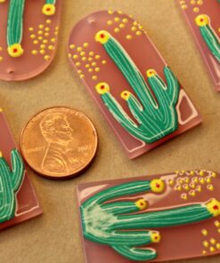 4 pc. Resin Saguaro Cactus Pendants, 39mm by 21mm | MIS-108*