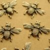 2 pc. Large Antique Brass Plated Queen Bees: 33mm by 24.5mm - made in USA | AB-159*