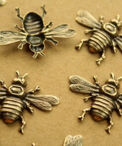 2 pc. Large Antique Brass Plated Queen Bees: 33mm by 24.5mm - made in USA | AB-159*