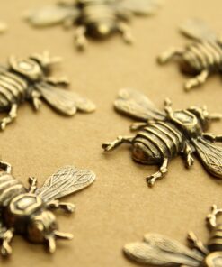 2 pc. Large Antique Brass Plated Queen Bees: 33mm by 24.5mm - made in USA | AB-159*
