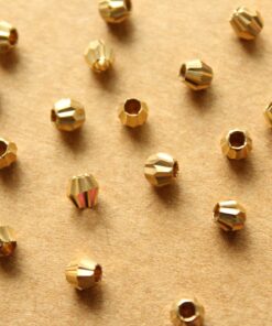 20 pc. Raw Brass Fluted Bicone Beads, 4mm by 4mm | FI-479