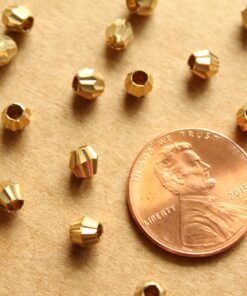 20 pc. Raw Brass Fluted Bicone Beads, 4mm by 4mm | FI-479