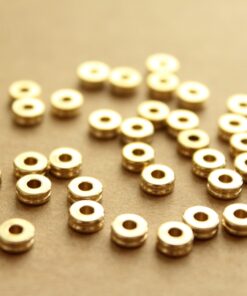 50 pc. Raw Brass Flat Round Ringed Spacer Beads, 5mm by 2mm | FI-489