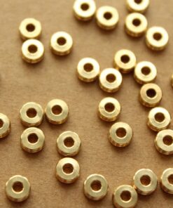 50 pc. Raw Brass Flat Round Ringed Spacer Beads, 5mm by 2mm | FI-489