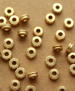 50 pc. Raw Brass Flat Round Ringed Spacer Beads, 5mm by 2mm | FI-489