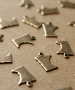 6 pc. Antique Brass Plated Minnesota State Charms / Blanks: 9mm by 12mm - made in USA | AB-093